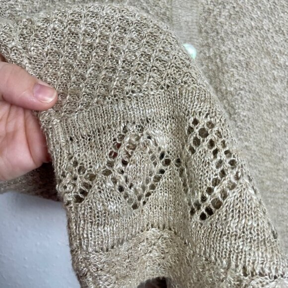 Elisabeth Vintage Linen Blend Button Down Knit Collar Blouse Size: 1X - Picture 8 of 14